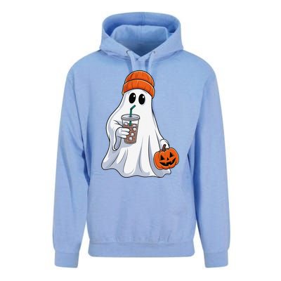 Halloween Ghost Drinking Coffee Ghost Ice Coffee Unisex Surf Hoodie