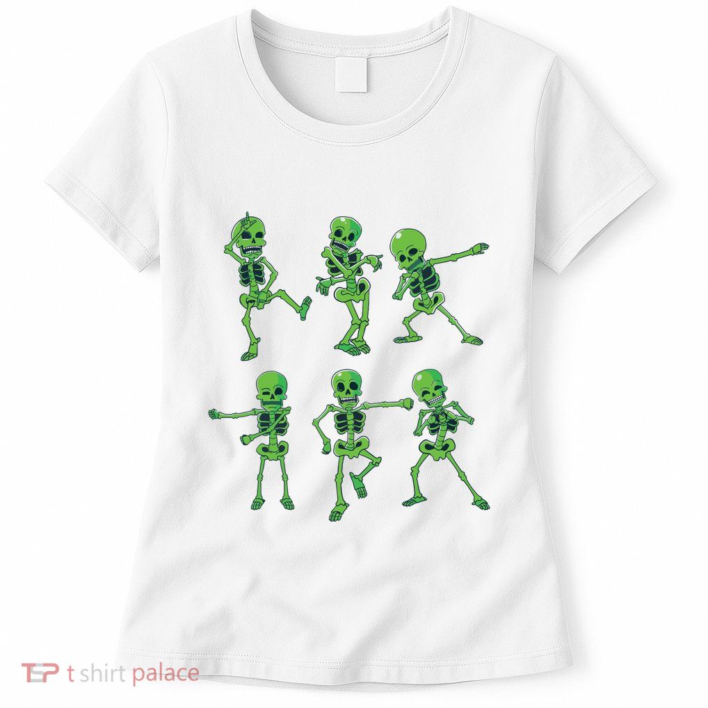Halloween Girl Dancing Skeletons Dance Challenge Womens T-Shirt