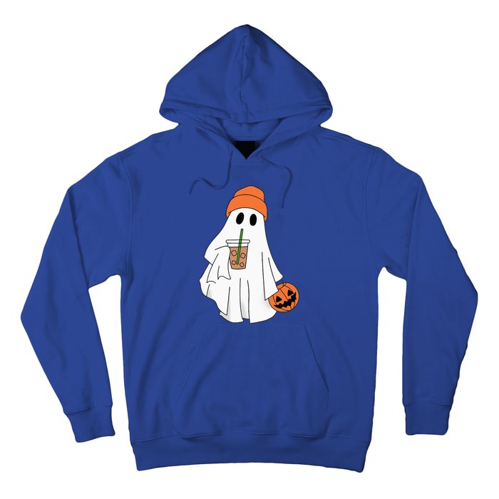 Halloween Ghost Drinking Coffee Ghost Ice Coffee Hoodie