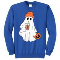 Halloween Ghost Drinking Coffee Ghost Ice Coffee Sweatshirt