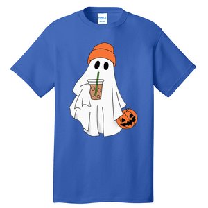 Halloween Ghost Drinking Coffee Ghost Ice Coffee Tall T-Shirt