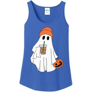 Halloween Ghost Drinking Coffee Ghost Ice Coffee Ladies Essential Tank