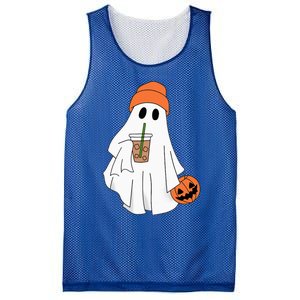 Halloween Ghost Drinking Coffee Ghost Ice Coffee Mesh Reversible Basketball Jersey Tank