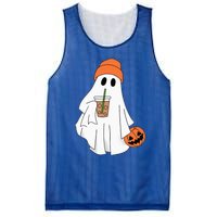 Halloween Ghost Drinking Coffee Ghost Ice Coffee Mesh Reversible Basketball Jersey Tank