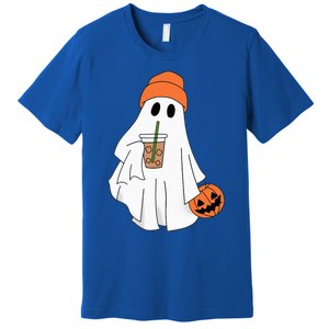 Halloween Ghost Drinking Coffee Ghost Ice Coffee Premium T-Shirt