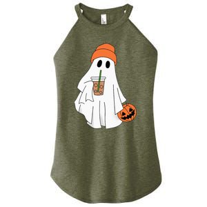 Halloween Ghost Drinking Coffee Ghost Ice Coffee Women's Perfect Tri Rocker Tank