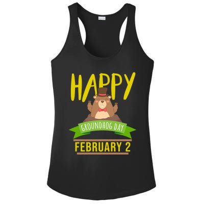 Happy Groundhog Day Respect The Groundhog Gift Ladies PosiCharge Competitor Racerback Tank