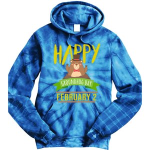 Happy Groundhog Day Respect The Groundhog Gift Tie Dye Hoodie