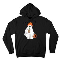 Halloween Ghost Drinking Coffee Ghost Ice Coffee Hoodie