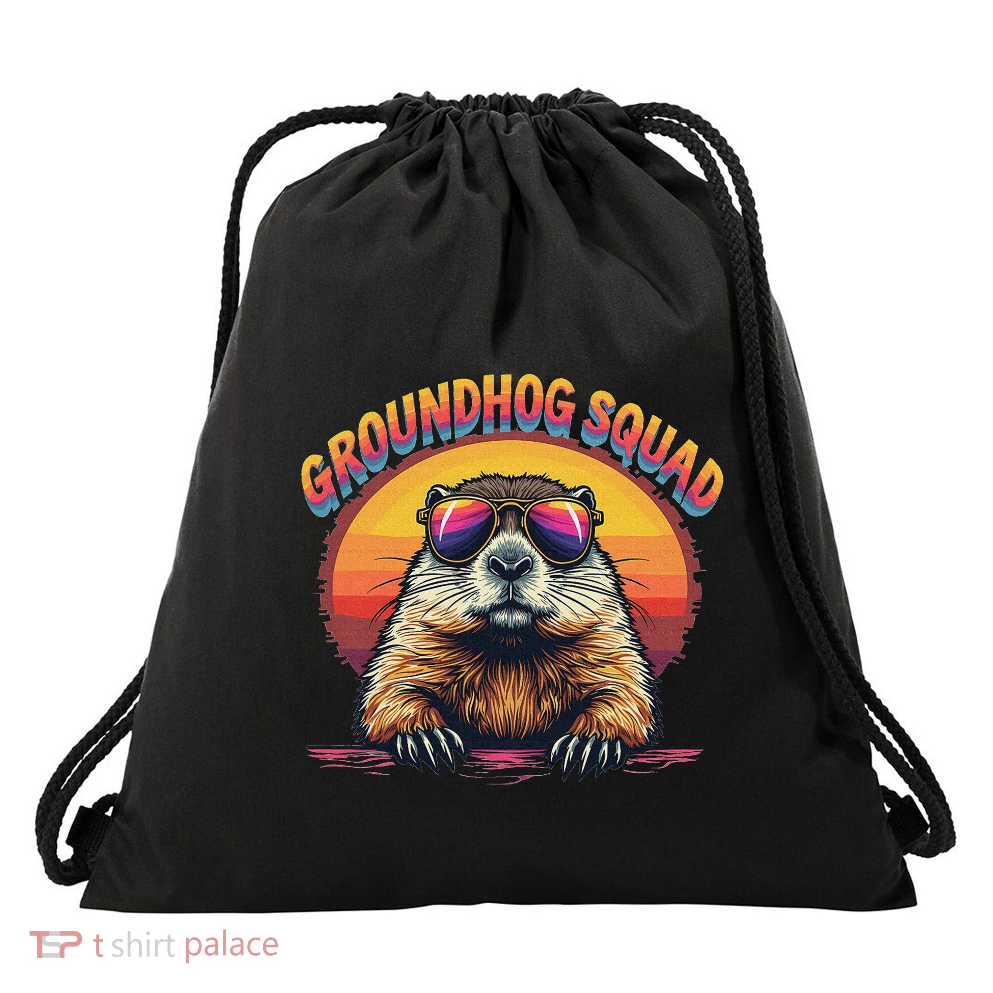 Happy Groundhog Day 2025 Funny Groundhog Squad Drawstring Bag