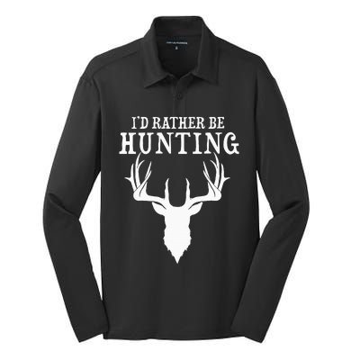 Hunting Gift Deer Id Rather Be Hunting Camping Summer Silk Touch Performance Long Sleeve Polo