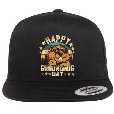 Happy Groundhog Day Flat Bill Trucker Hat