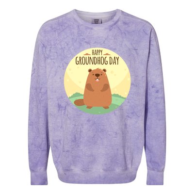 Happy Groundhog Day Gift Marmot Forecast For Spring Or Winter Gift Colorblast Crewneck Sweatshirt