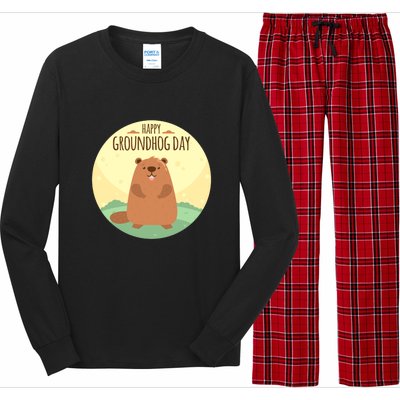 Happy Groundhog Day Gift Marmot Forecast For Spring Or Winter Gift Long Sleeve Pajama Set