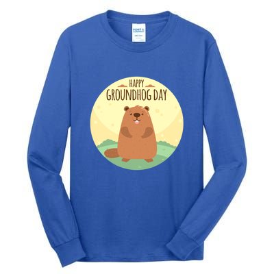 Happy Groundhog Day Gift Marmot Forecast For Spring Or Winter Gift Tall Long Sleeve T-Shirt