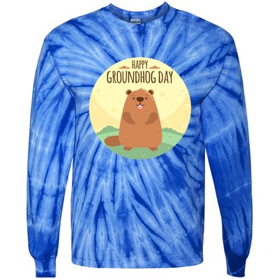 Happy Groundhog Day Gift Marmot Forecast For Spring Or Winter Gift Tie-Dye Long Sleeve Shirt