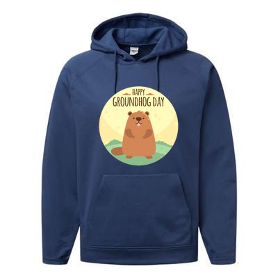 Happy Groundhog Day Gift Marmot Forecast For Spring Or Winter Gift Performance Fleece Hoodie