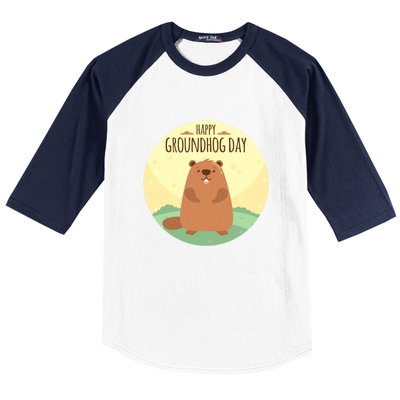 Happy Groundhog Day Gift Marmot Forecast For Spring Or Winter Gift Baseball Sleeve Shirt