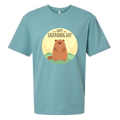 Happy Groundhog Day Gift Marmot Forecast For Spring Or Winter Gift Sueded Cloud Jersey T-Shirt