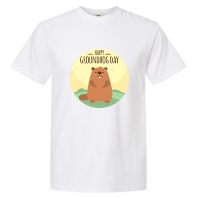 Happy Groundhog Day Gift Marmot Forecast For Spring Or Winter Gift Garment-Dyed Heavyweight T-Shirt