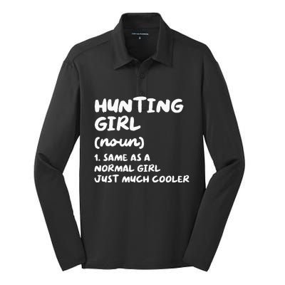 Hunting Girl Definition Funny Silk Touch Performance Long Sleeve Polo