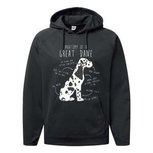 Harlequin Great Dane Dog Anatomy Funny Pet Mom Cute Dog Dad Performance Fleece Hoodie