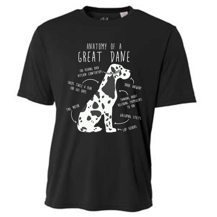 Harlequin Great Dane Dog Anatomy Funny Pet Mom Cute Dog Dad Cooling Performance Crew T-Shirt