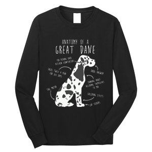 Harlequin Great Dane Dog Anatomy Funny Pet Mom Cute Dog Dad Long Sleeve Shirt