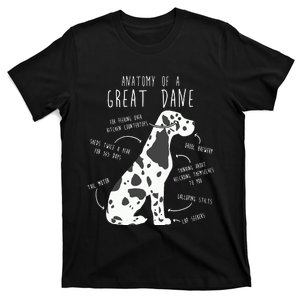 Harlequin Great Dane Dog Anatomy Funny Pet Mom Cute Dog Dad T-Shirt