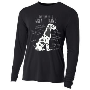 Harlequin Great Dane Dog Anatomy Funny Pet Mom Cute Dog Dad Cooling Performance Long Sleeve Crew