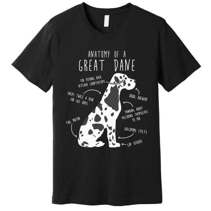 Harlequin Great Dane Dog Anatomy Funny Pet Mom Cute Dog Dad Premium T-Shirt