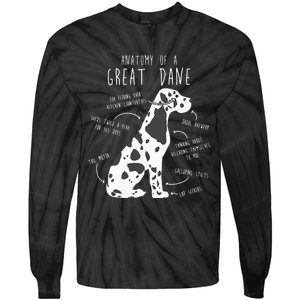 Harlequin Great Dane Dog Anatomy Funny Pet Mom Cute Dog Dad Tie-Dye Long Sleeve Shirt