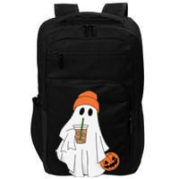 Halloween Ghost Drinking Coffee Ghost Ice Coffee Impact Tech Backpack