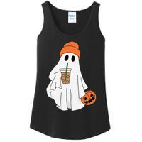 Halloween Ghost Drinking Coffee Ghost Ice Coffee Ladies Essential Tank