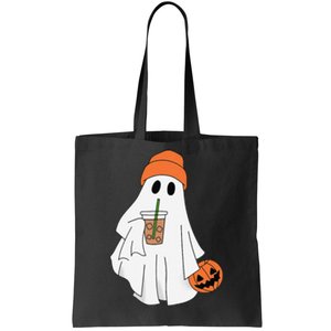 Halloween Ghost Drinking Coffee Ghost Ice Coffee Tote Bag