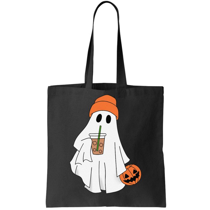 Halloween Ghost Drinking Coffee Ghost Ice Coffee Tote Bag