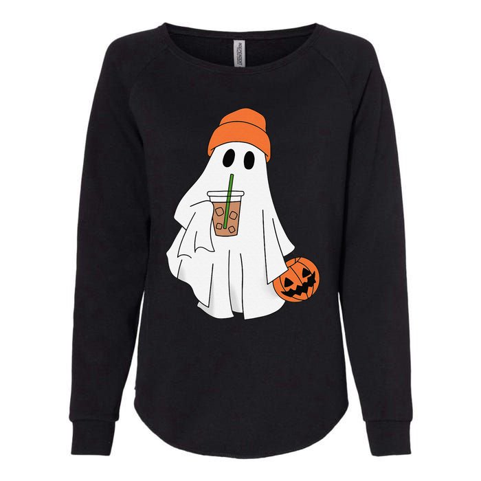 Halloween Ghost Drinking Coffee Ghost Ice Coffee Womens California Wash Sweatshirt