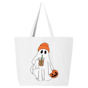 Halloween Ghost Drinking Coffee Ghost Ice Coffee 25L Jumbo Tote