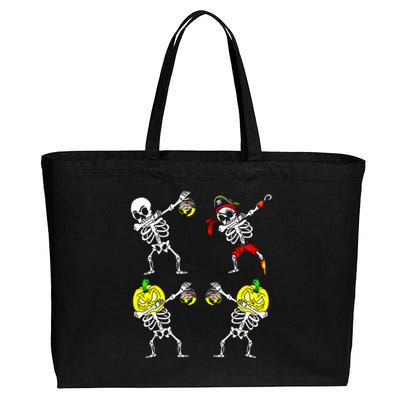 Halloween Gift Dancing Skeletons Pumpkin Pirate Dab Gift Cotton Canvas Jumbo Tote