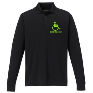 Handicap Gift Disabled Ampu Humor Wheelchair Performance Long Sleeve Polo