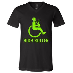 Handicap Gift Disabled Ampu Humor Wheelchair V-Neck T-Shirt