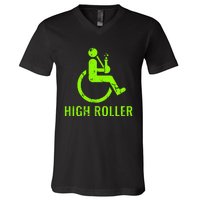 Handicap Gift Disabled Ampu Humor Wheelchair V-Neck T-Shirt