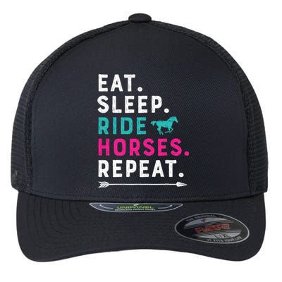 Horse Girl Eat Sleep Ride Horses Repeat Horseback Riding Flexfit Unipanel Trucker Cap