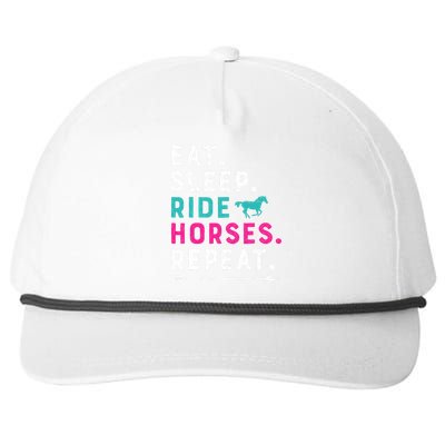 Horse Girl Eat Sleep Ride Horses Repeat Horseback Riding Snapback Five-Panel Rope Hat