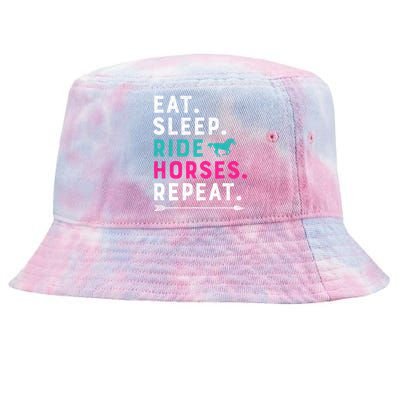 Horse Girl Eat Sleep Ride Horses Repeat Horseback Riding Tie-Dyed Bucket Hat