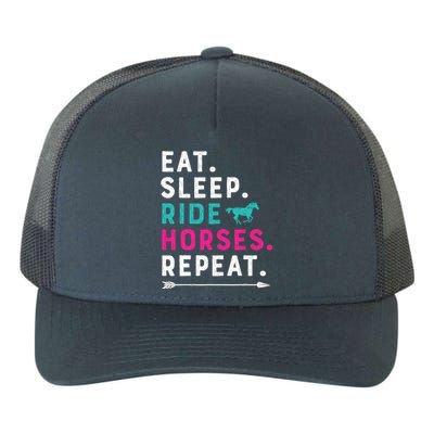 Horse Girl Eat Sleep Ride Horses Repeat Horseback Riding Yupoong Adult 5-Panel Trucker Hat