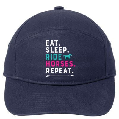 Horse Girl Eat Sleep Ride Horses Repeat Horseback Riding 7-Panel Snapback Hat