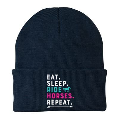 Horse Girl Eat Sleep Ride Horses Repeat Horseback Riding Knit Cap Winter Beanie