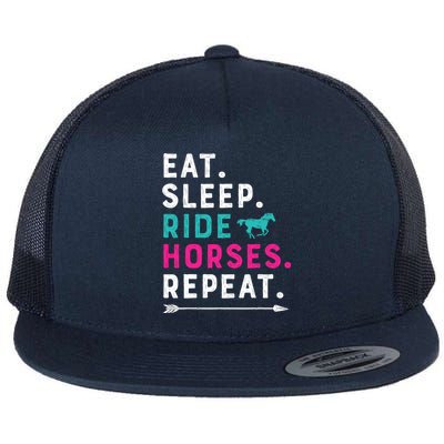 Horse Girl Eat Sleep Ride Horses Repeat Horseback Riding Flat Bill Trucker Hat