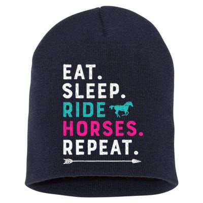 Horse Girl Eat Sleep Ride Horses Repeat Horseback Riding Short Acrylic Beanie